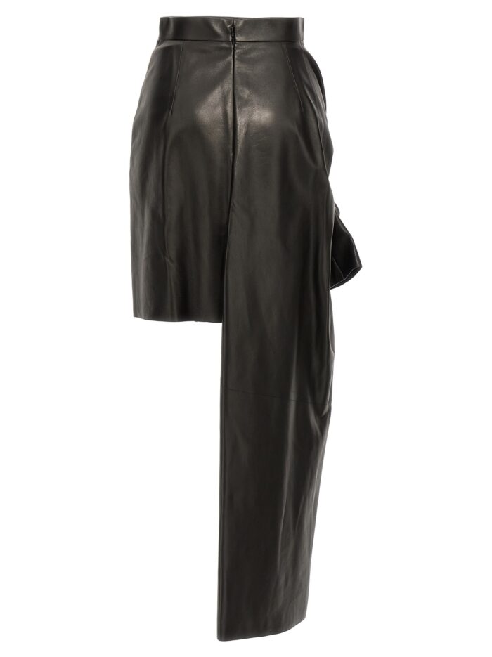 MCQUEEN Maxi Bow Leather Skirt
