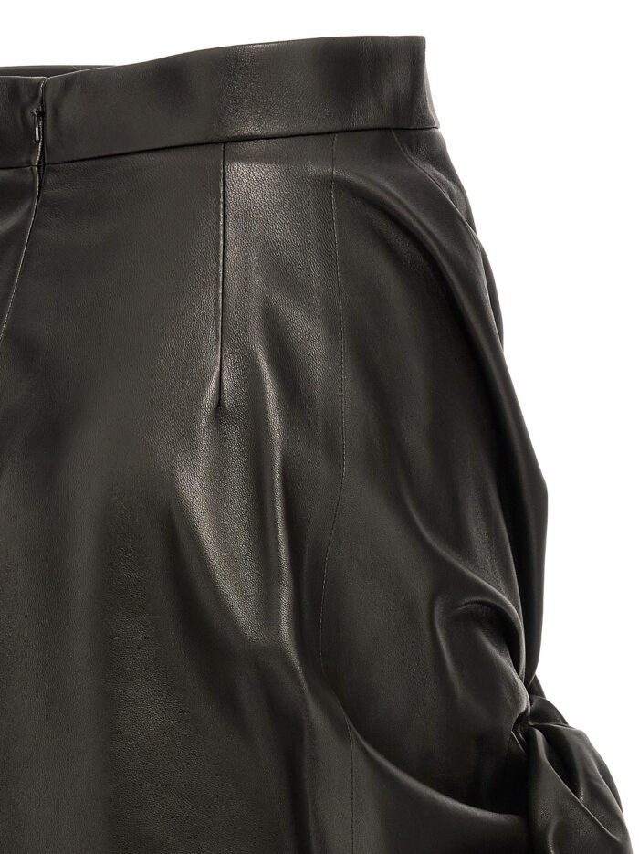 MCQUEEN Maxi Bow Leather Skirt