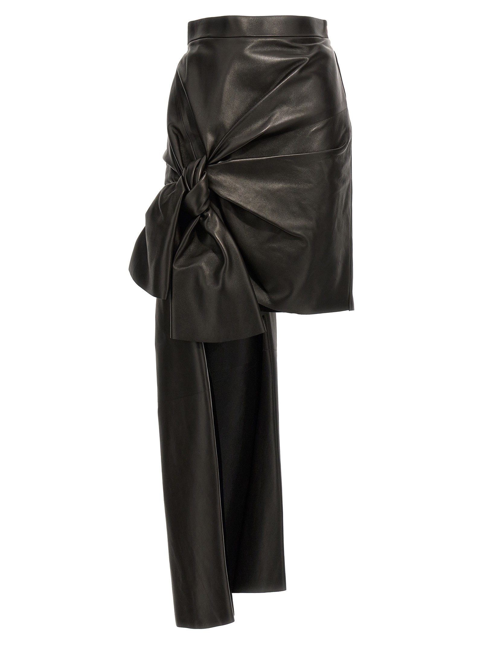 MCQUEEN Maxi Bow Leather Skirt