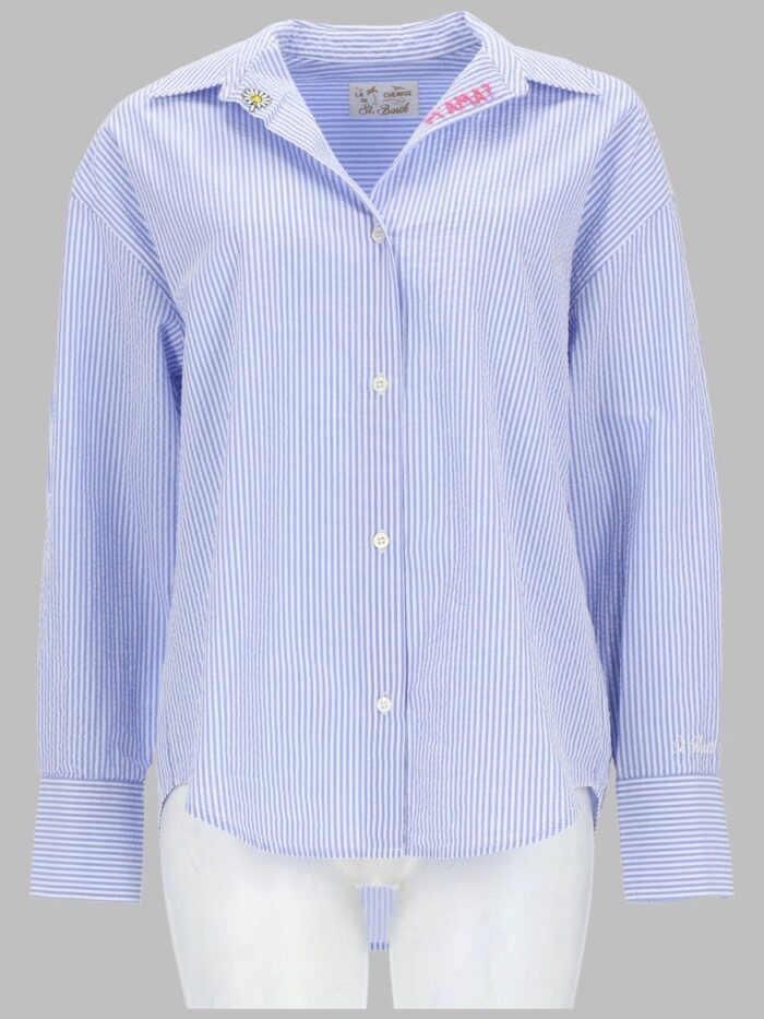 MC2 SAINT BARTH CAMICIA A RIGHE CON RICAMO