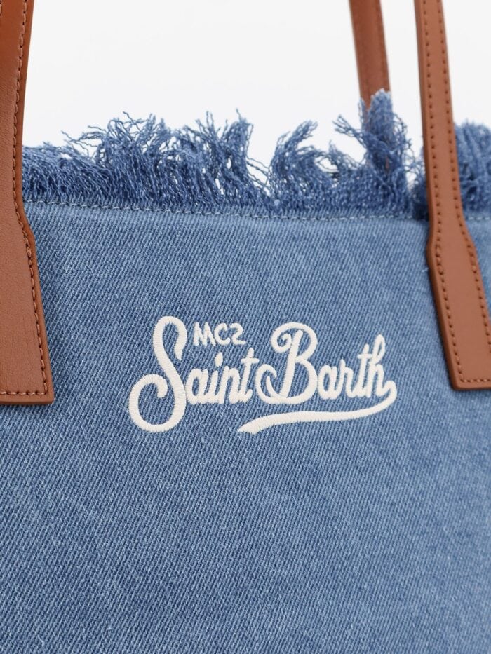 MC2 SAINT BARTH City Bag Denim Shoulder Bag With Front Embroidered Logo
