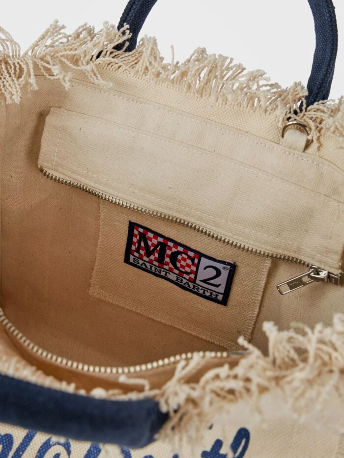 MC2 SAINT BARTH Colette Canvas Crossbody Bag With Logo Print On The Front