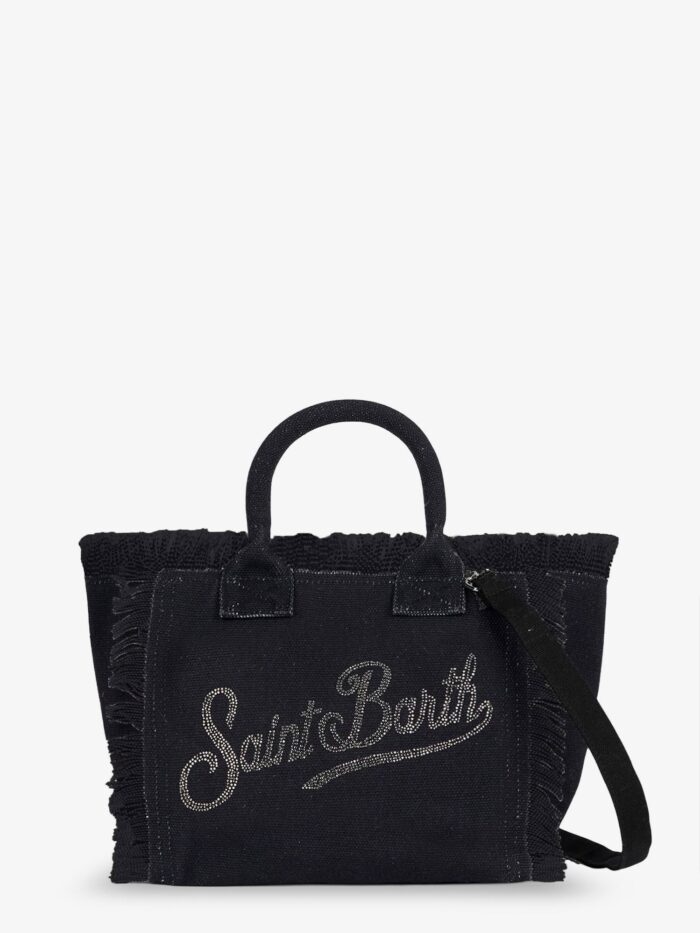 MC2 SAINT BARTH Colette Canvas Crossbody Bag With Rhinestone Logo On The Front