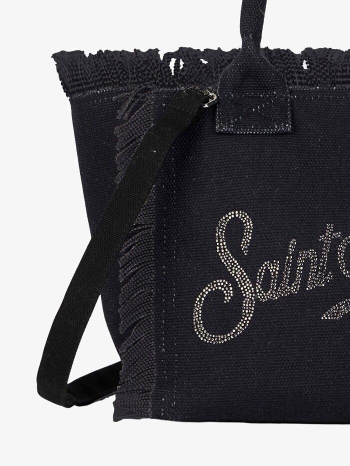 MC2 SAINT BARTH Colette Canvas Crossbody Bag With Rhinestone Logo On The Front