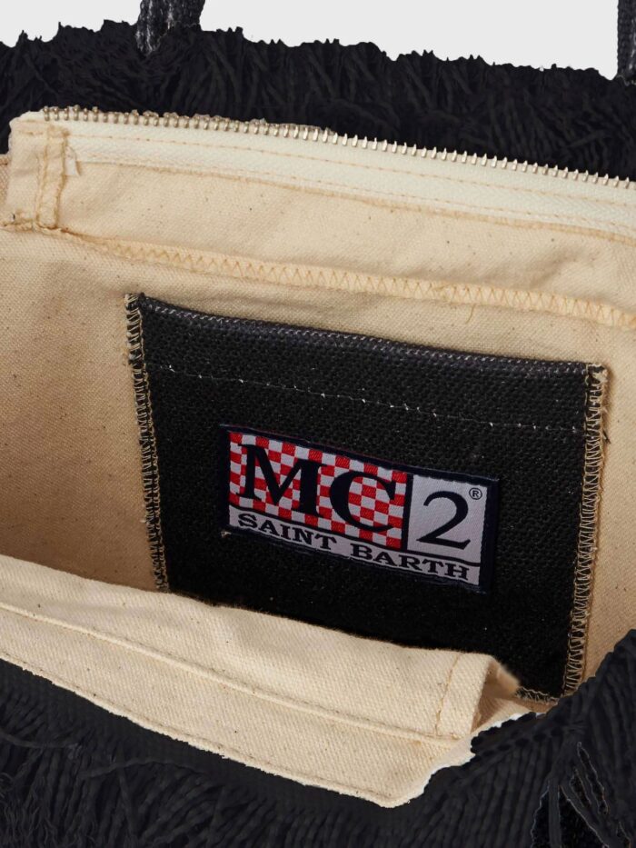 MC2 SAINT BARTH Colette Canvas Crossbody Bag With Rhinestone Logo On The Front