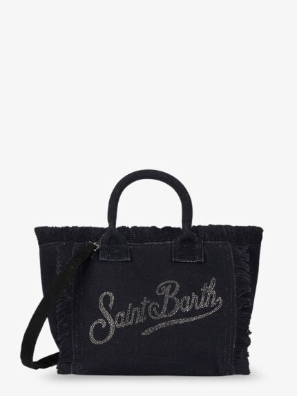 MC2 SAINT BARTH Colette Canvas Crossbody Bag With Rhinestone Logo On The Front