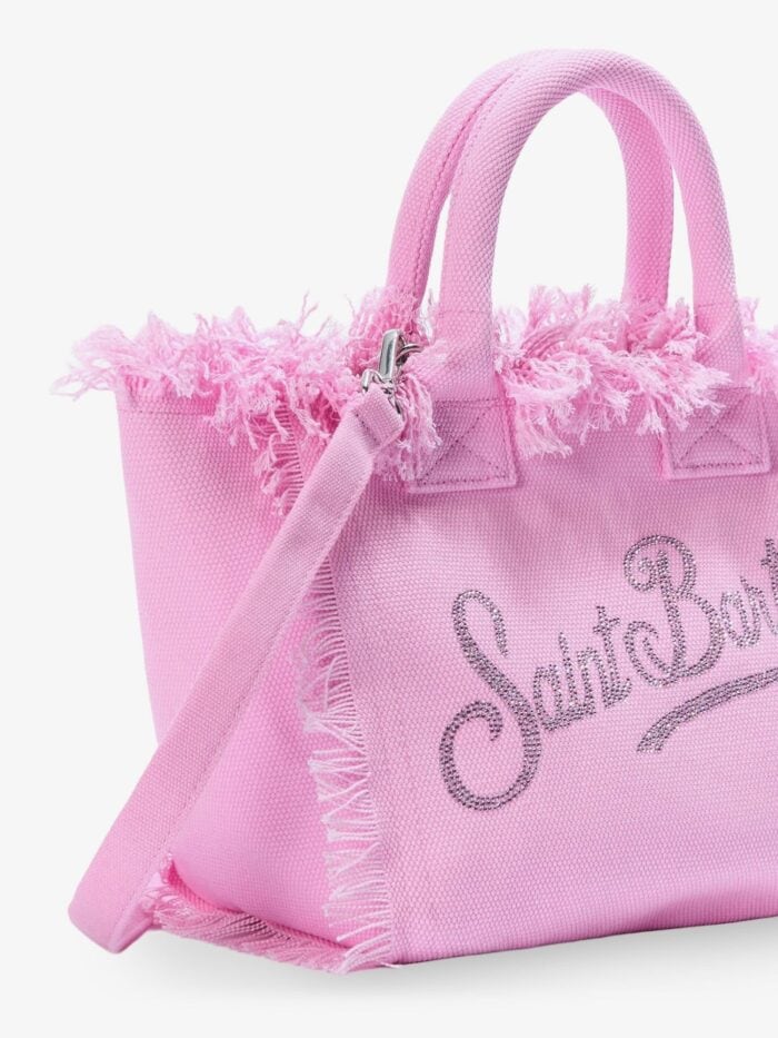 MC2 SAINT BARTH Colette Canvas Shoulder Bag With Rhinestone Logo On The Front