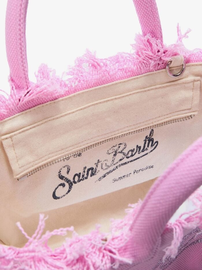 MC2 SAINT BARTH Colette Canvas Shoulder Bag With Rhinestone Logo On The Front