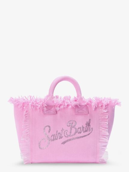 MC2 SAINT BARTH Colette Canvas Shoulder Bag With Rhinestone Logo On The Front