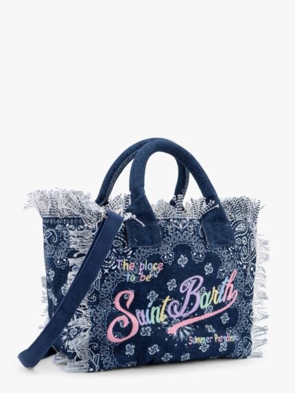 MC2 SAINT BARTH Colette Cotton Handbag With Logo Multicolor Embroidery
