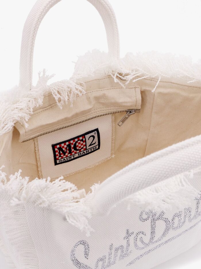 MC2 SAINT BARTH Colette Cotton Handbag With Rhinestones Logo