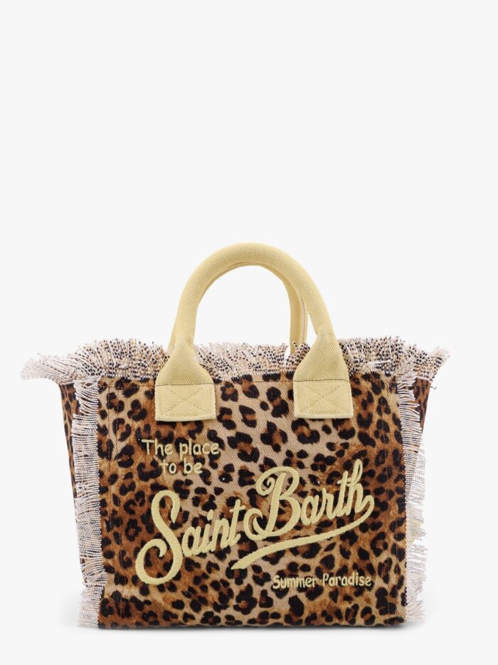 MC2 SAINT BARTH Colette Cotton Handbag With Sand Leopard Print
