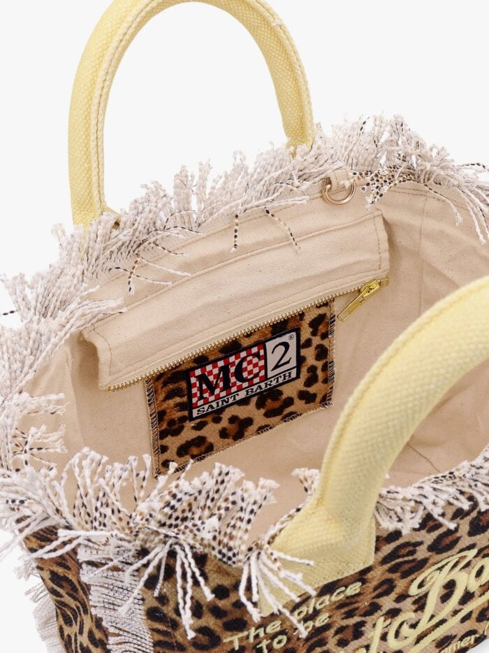 MC2 SAINT BARTH Colette Cotton Handbag With Sand Leopard Print