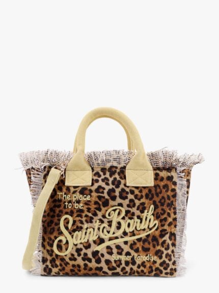 MC2 SAINT BARTH Colette Cotton Handbag With Sand Leopard Print