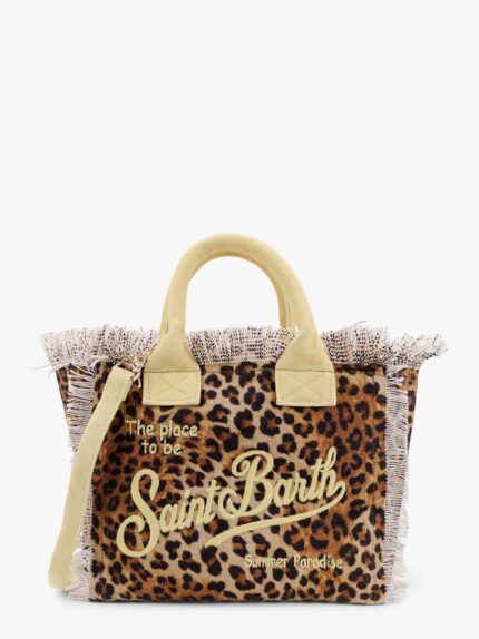 MC2 SAINT BARTH Colette Cotton Handbag With Sand Leopard Print