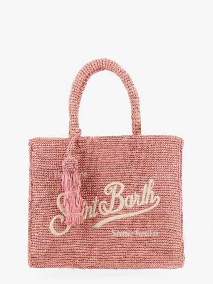 MC2 SAINT BARTH Colette Raffia Handbag With Embroidered Logo