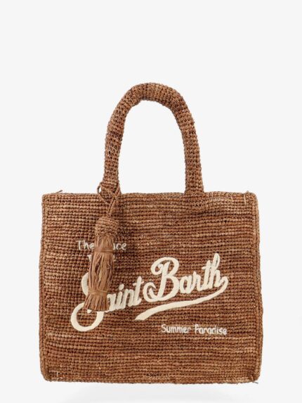 MC2 SAINT BARTH Colette Raffia Handbag With Embroidered Logo