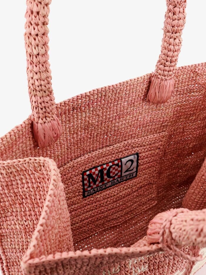 MC2 SAINT BARTH Colette Raffia Handbag With Embroidered Logo