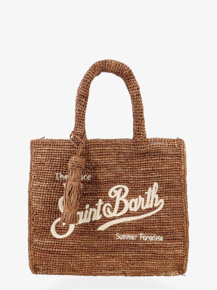 MC2 SAINT BARTH Colette Raffia Handbag With Embroidered Logo
