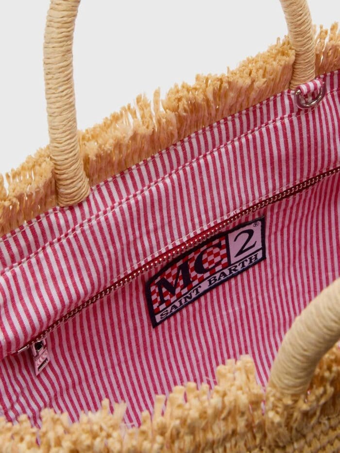 MC2 SAINT BARTH Colette Raffia Handbag With Embroidered Logo On The Front