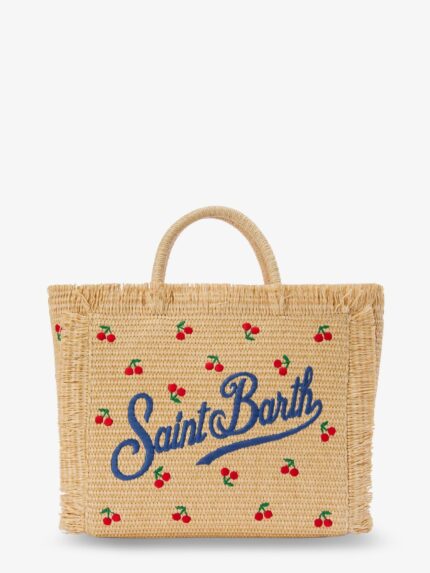MC2 SAINT BARTH Colette Raffia Handbag With Embroidered Logo On The Front