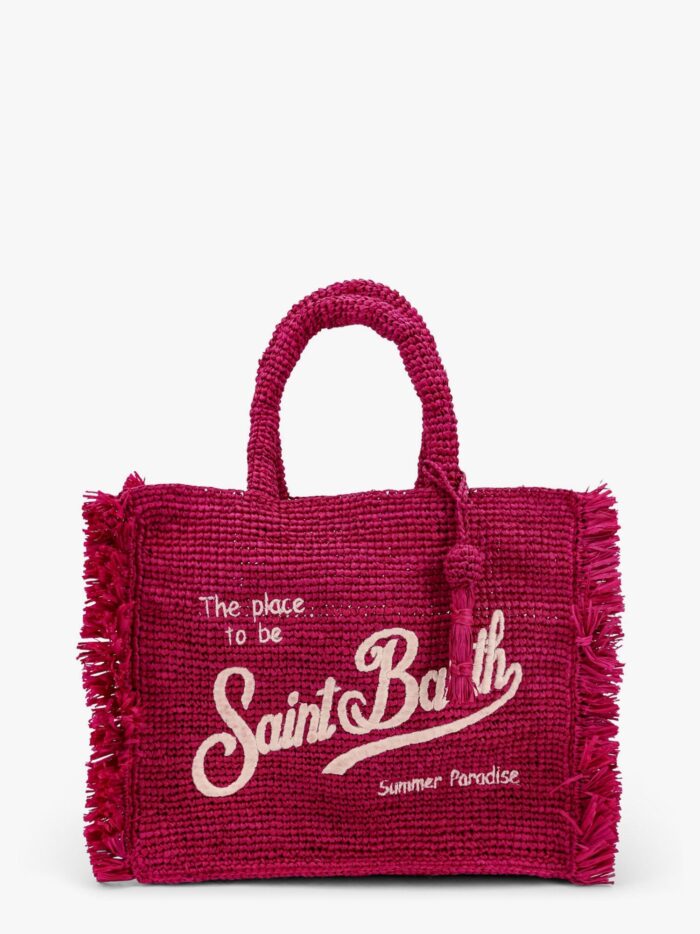 MC2 SAINT BARTH Colette Rafia Handbag With Logo Embroidery