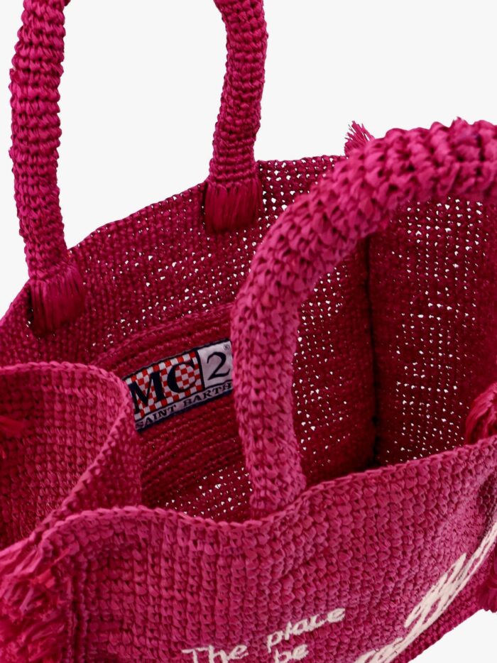 MC2 SAINT BARTH Colette Rafia Handbag With Logo Embroidery