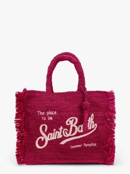 MC2 SAINT BARTH Colette Rafia Handbag With Logo Embroidery