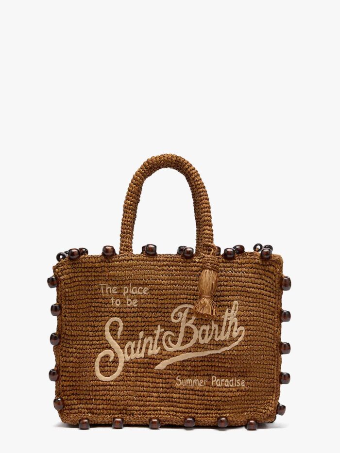MC2 SAINT BARTH Colette Rafia Handbag With Logo Embroidery