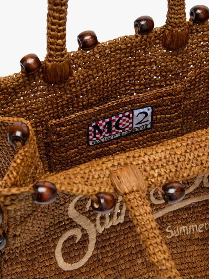 MC2 SAINT BARTH Colette Rafia Handbag With Logo Embroidery