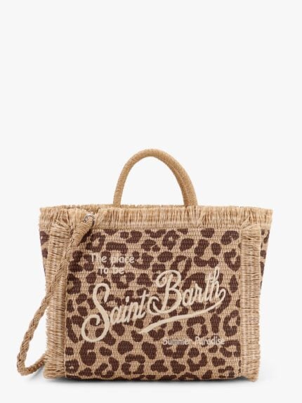 MC2 SAINT BARTH Colette Straw Handbag With Animal Print Motif
