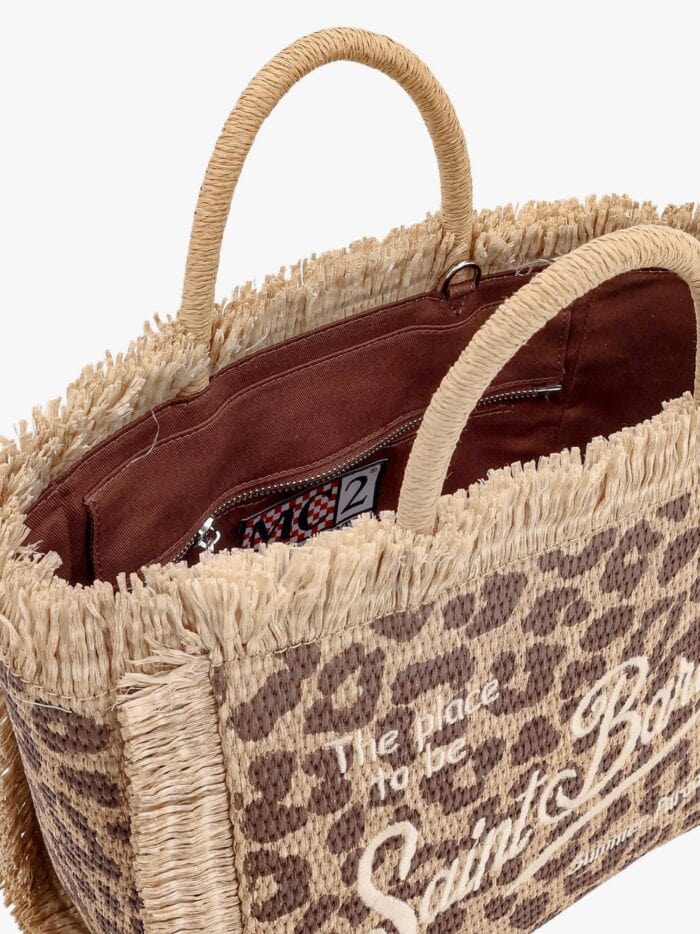 MC2 SAINT BARTH Colette Straw Handbag With Animal Print Motif
