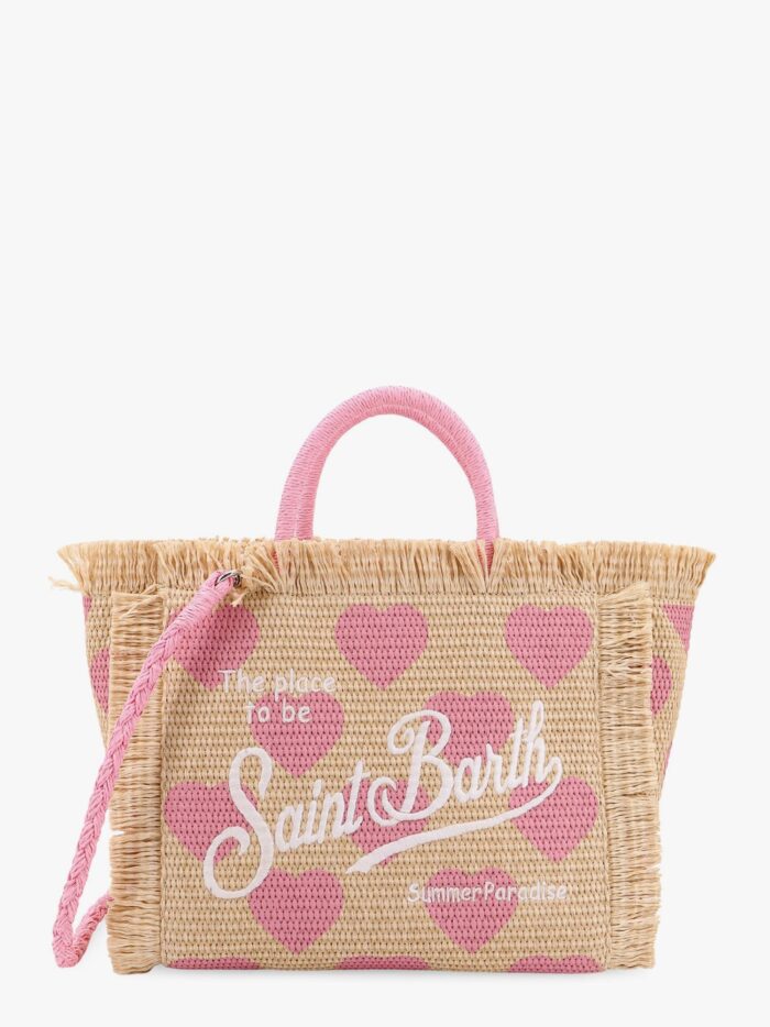 MC2 SAINT BARTH Colette Straw Handbag With Hearts Print