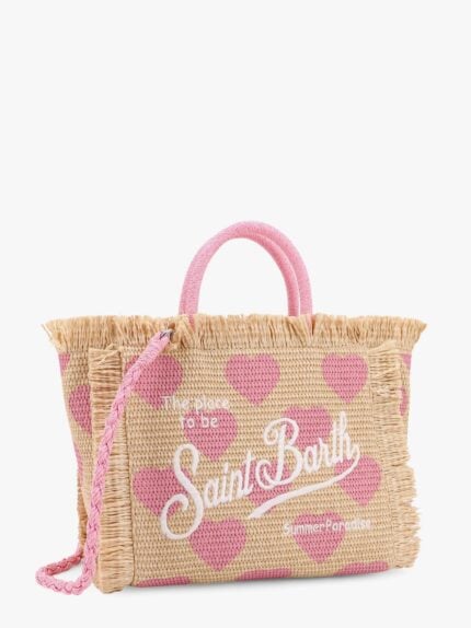 MC2 SAINT BARTH Colette Straw Handbag With Hearts Print