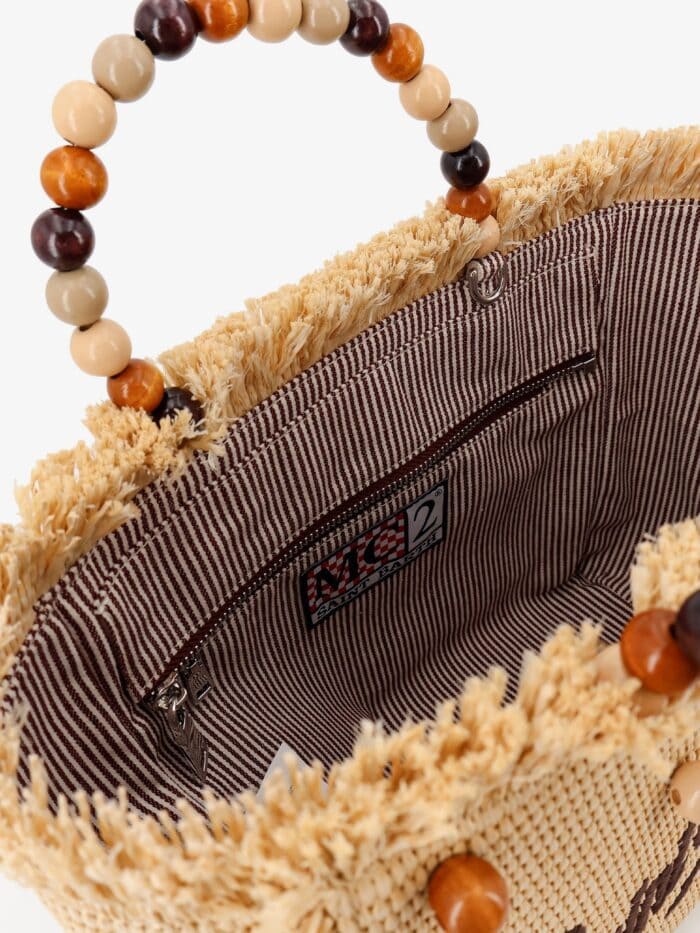 MC2 SAINT BARTH Colette Straw Raffia Handbag With Wooden Beads
