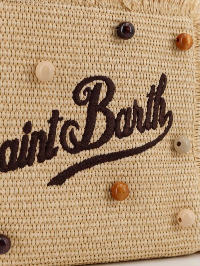 MC2 SAINT BARTH Colette Straw Raffia Handbag With Wooden Beads