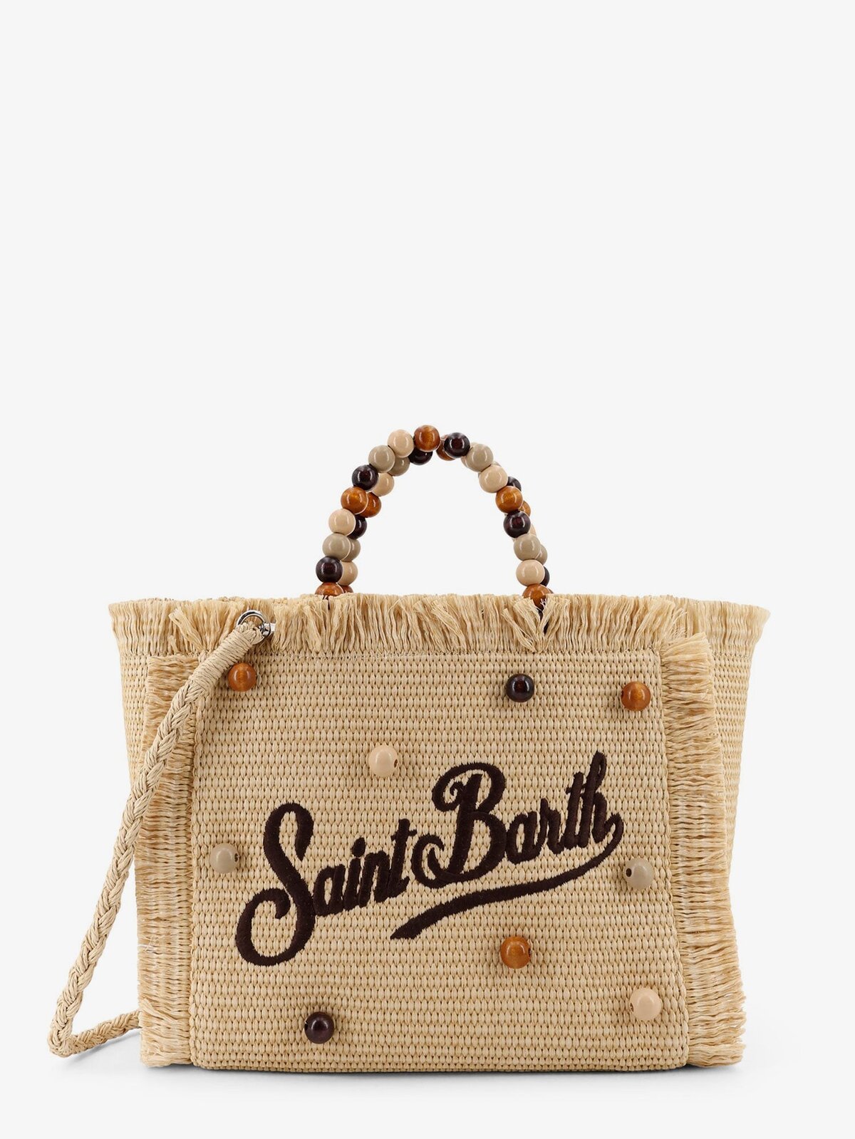MC2 SAINT BARTH Colette Straw Raffia Handbag With Wooden Beads