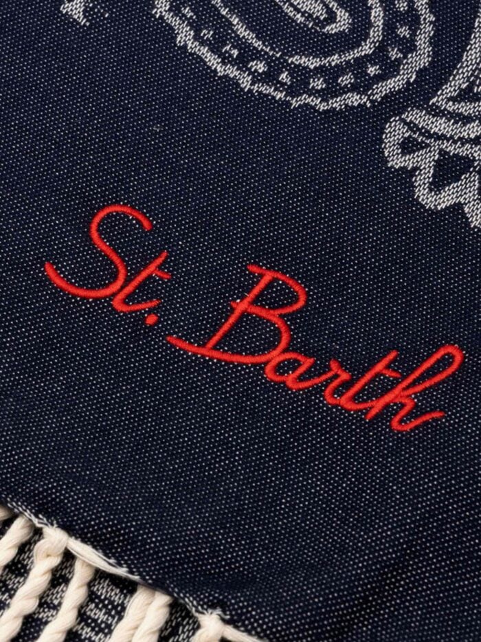 MC2 SAINT BARTH Foutas J N Cotton Beach Towel With Logo Embroidery