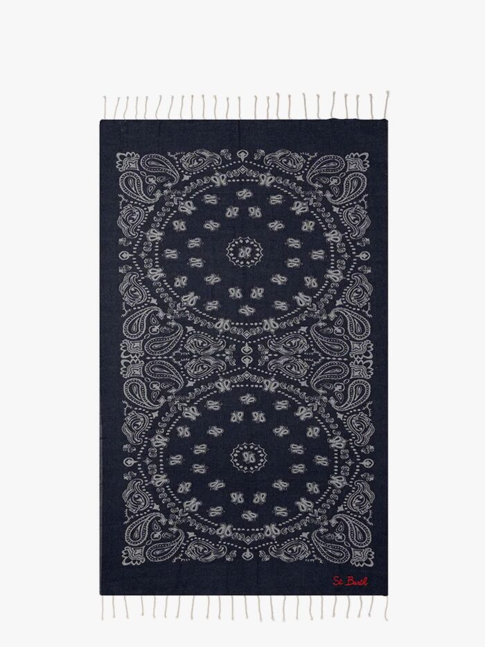 MC2 SAINT BARTH Foutas J N Cotton Beach Towel With Logo Embroidery