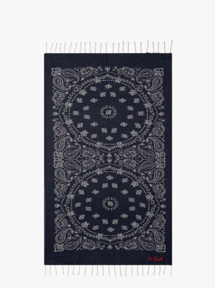 MC2 SAINT BARTH Foutas J N Cotton Beach Towel With Logo Embroidery