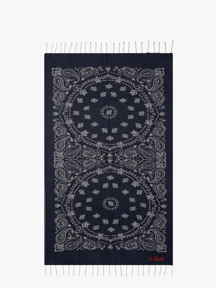 MC2 SAINT BARTH Foutas J N Cotton Beach Towel With Logo Embroidery