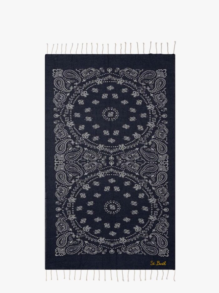 MC2 SAINT BARTH Foutas J N Cotton Beach Towel With Logo Print