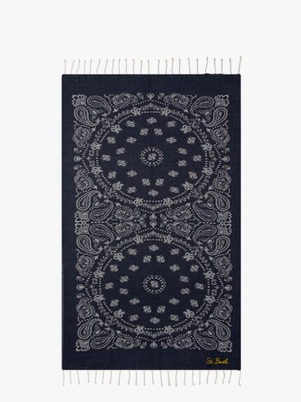 MC2 SAINT BARTH Foutas J N Cotton Beach Towel With Logo Print