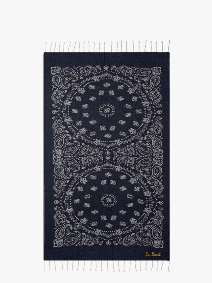 MC2 SAINT BARTH Foutas J N Cotton Beach Towel With Logo Print