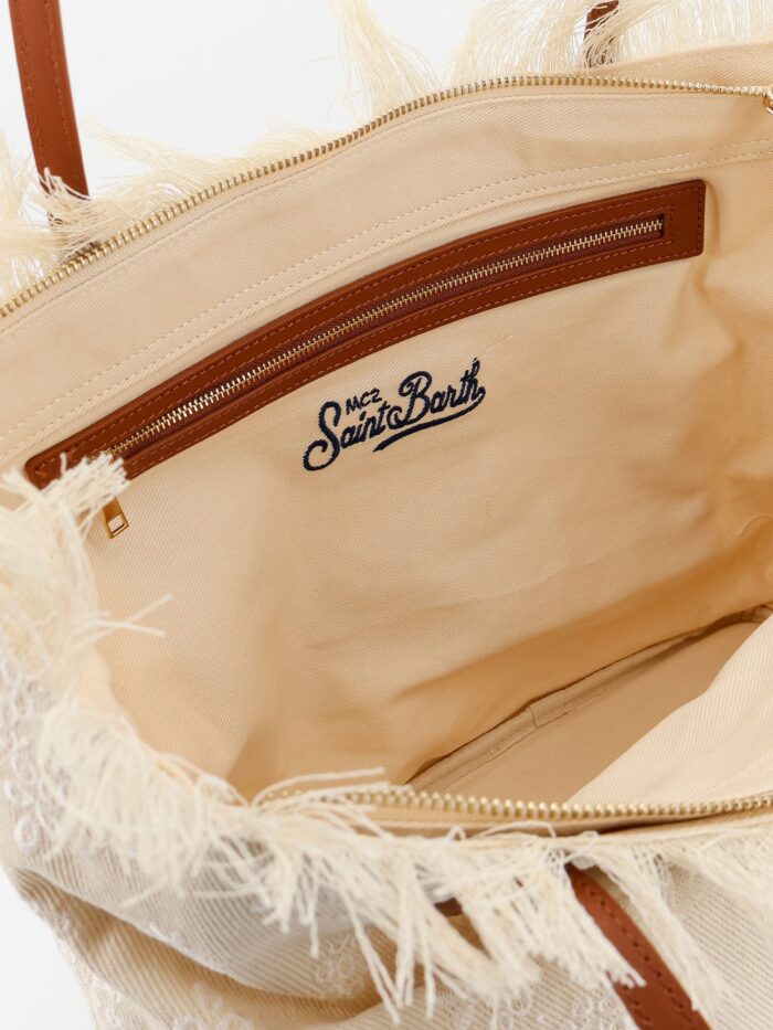 MC2 SAINT BARTH Le City Bag Canvas Shoulder Bag With All-over Embroidery