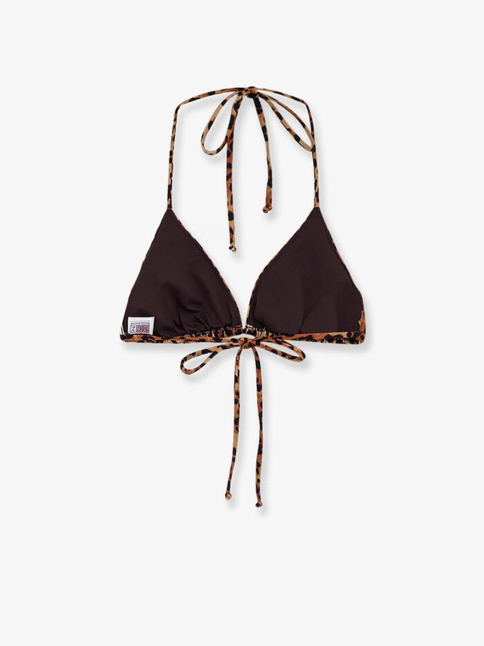 MC2 SAINT BARTH Leah Nylon Bikini Top With Animal Print