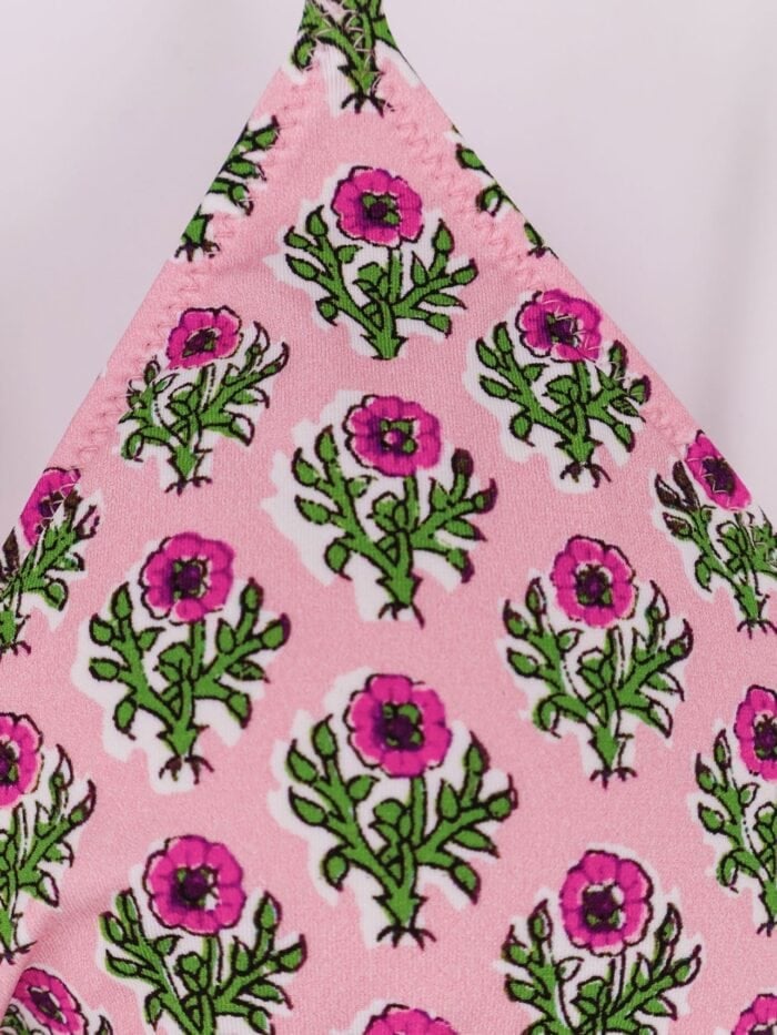 MC2 SAINT BARTH Leah Nylon Bikini Top With Radical Flowers Print
