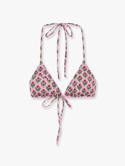 MC2 SAINT BARTH Leah Nylon Bikini Top With Radical Flowers Print