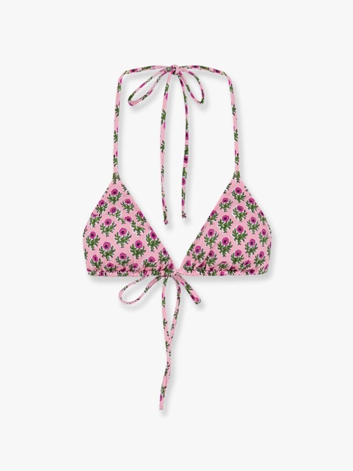MC2 SAINT BARTH Leah Nylon Bikini Top With Radical Flowers Print