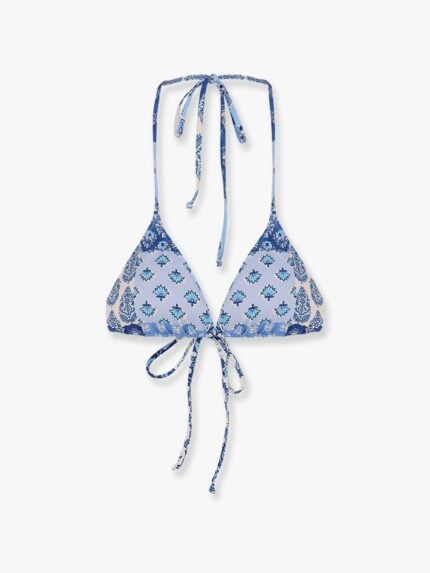 MC2 SAINT BARTH Leah Nylon Bikini Top With Radical Patch Print